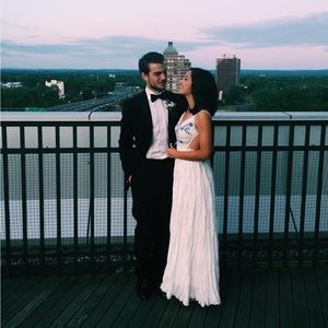 Beautiful white dress with blue detailing